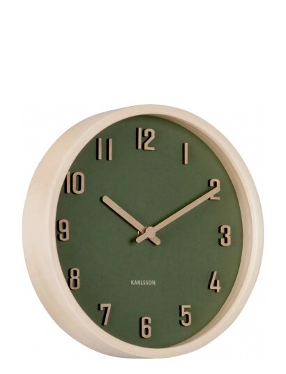 KARLSSON Wall Clock Nervadura Small Dark Green W. Light Wood Green Ø 22 CM