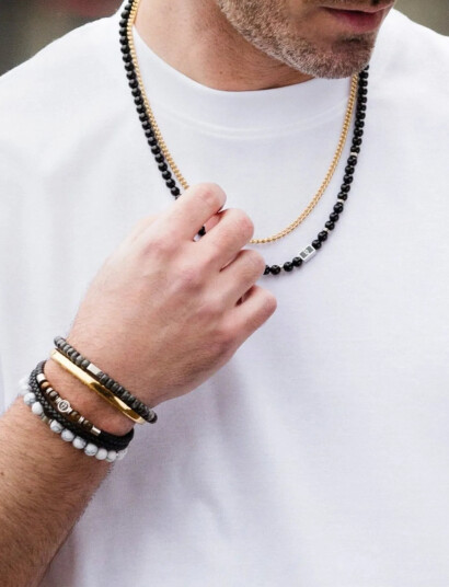 edd. Beads Necklace 6Mm Black 55 60CM