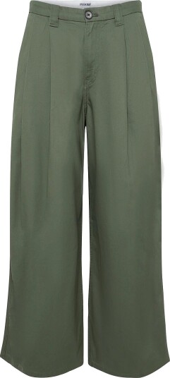 Weekday Otis Baggy Pleated Twill Chinos   KHAKI GREEN MEDIUM D   46