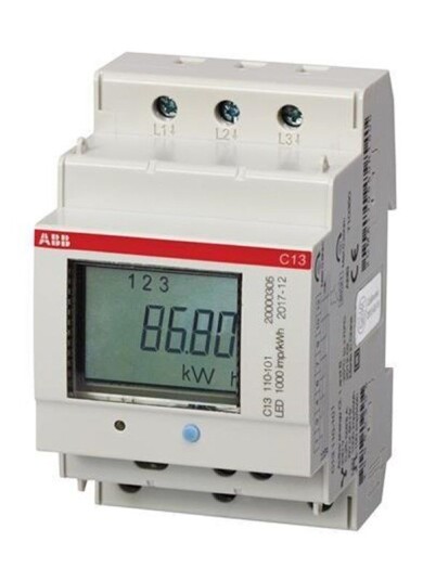 ABB Kwh meter 3-pole+neutral direct measurement class 1 40a. (7392696035743)
