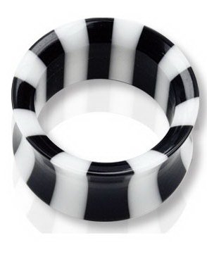 Stripet Svart og Hvit Piercing Tunnel Strl 8 mm