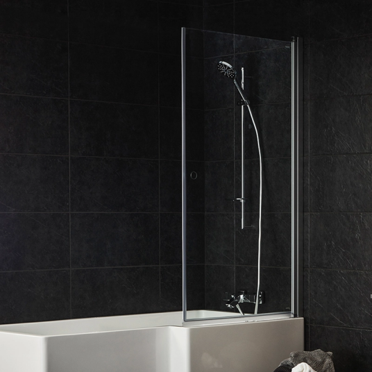 Westerbergs Nejd Badekarvegg 80x150 cm, Aluminium matt/klarglass