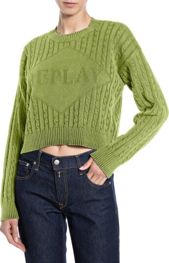 Replay Relaxed Natural Component Sweater Green S