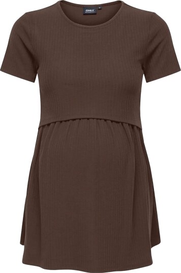 Only Maternity Olmmalaya Base Ss O Neck Nursing Top Jrs   Brown   L