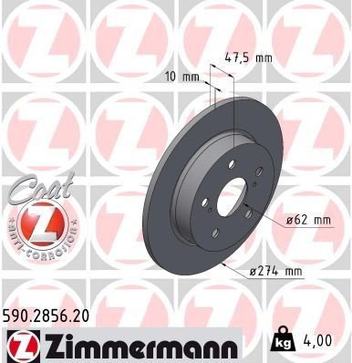 Bremseskive ZIMMERMANN 590.2856.20