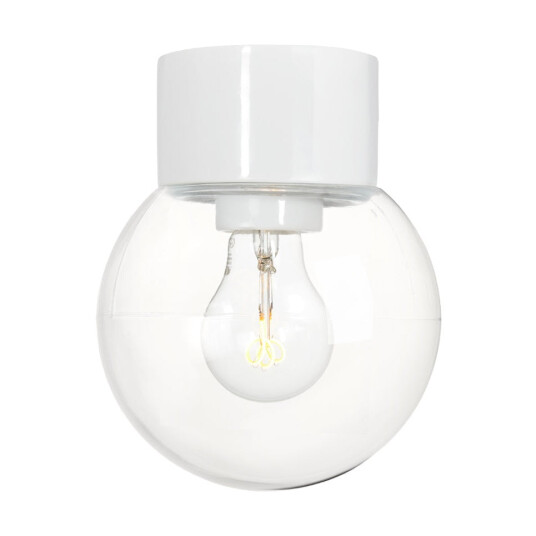 Ifö Classic Glob 15 cm taklampe IP54 - Hvit/Klart glass