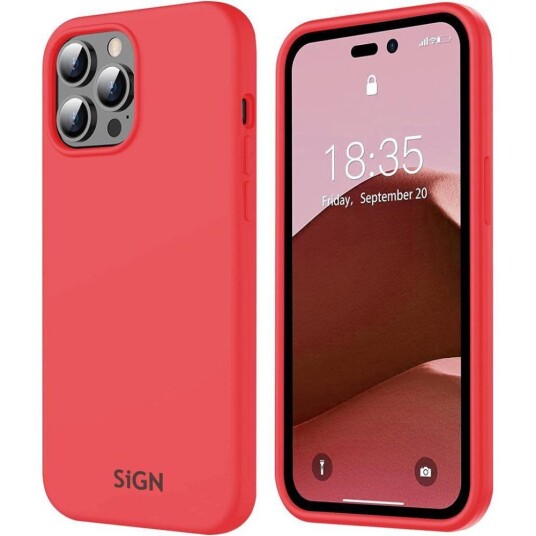 SiGN Liquid Silicone Case Til Iphone 14 Pro Max - Watermelon Rød