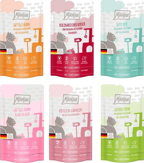 Mjamjam våtfôr Mixpack Blanding 6 varianter 12 x 125 g