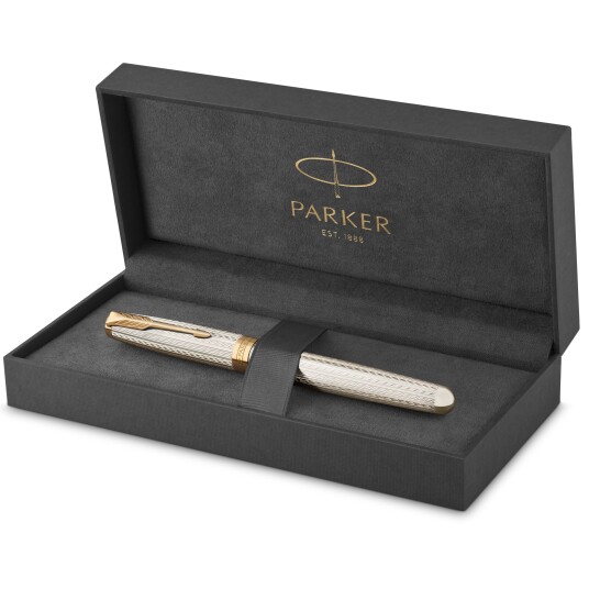 Parker Sonnet Fountain Pen  Sølv Mistral  Fine Nib  Gift Box