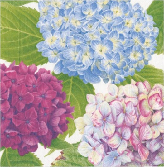 Caspari   Hydrangea Garden serviett 33x33 cm 20 stk blå