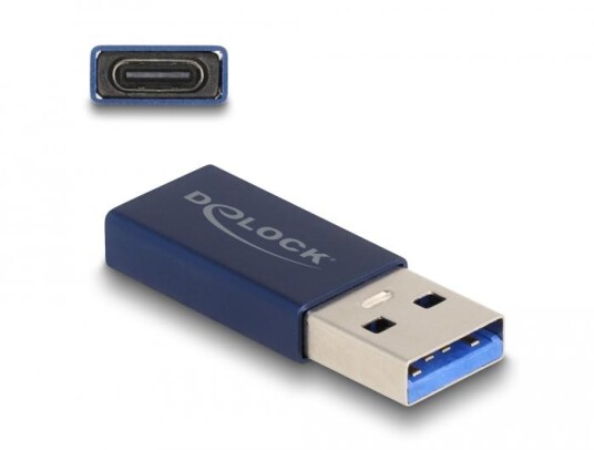 Delock USB Type-A til USB-C Adapter 10 Gbps Blå