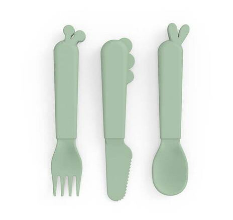 Done By Deer Bestikk Kiddish Cutlery Set Deer Friends Grønn