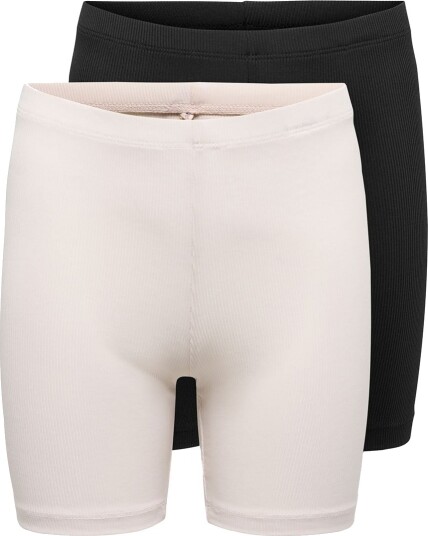 Kids Only Sykkelhorts Rib 2 pack CookClare Mauve Kritt/S Kids Only 10 år 140 Shorts Beige Svart