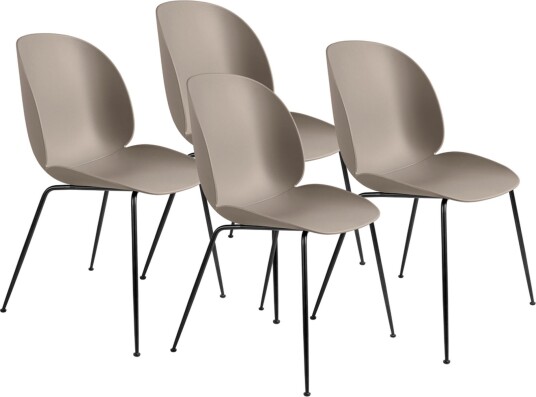 Gubi - Beetle Dining Chair Conic Base Utan Klädsel 4-Pack New Beige / Black Spisestoler Gamfratesi Metall/plast Gubi - Beetle Dining Chair Conic Base Utan Klädsel 4-Pack New Beige / Black Spisestoler Gamfratesi Metall/plast