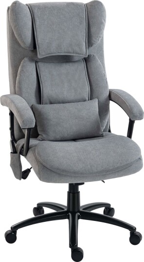 Ergonomisk massasjestol på kontoret – fløyel høy rygg grå
