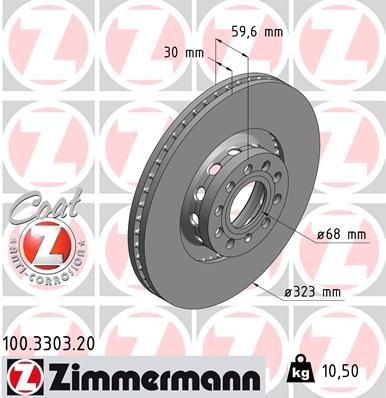 Bremseskive ZIMMERMANN 100.3303.20 Bremseskive ZIMMERMANN 100.3303.20