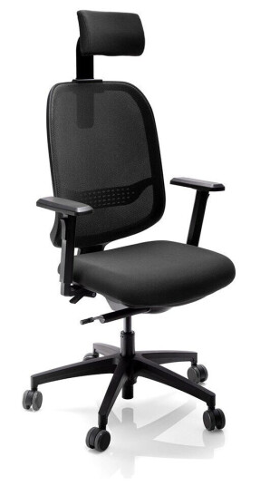 Lanab Group Kontorstol Mesh, Svart Stoff, Nettingrygg, Armlener, Nakkestøtter, Hjul