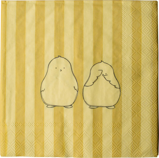 DBKD Chubby chicken stripe papirserviett 20 pakning Creme 33x33 cm DBKD Chubby chicken stripe papirserviett 20 pakning Creme 33x33 cm
