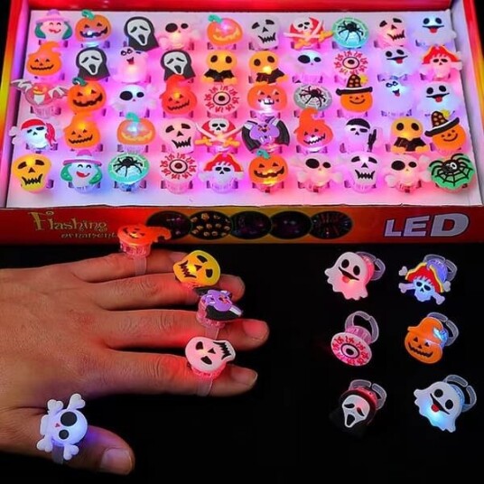Halloween LED-Ringer til Barn 50 stk