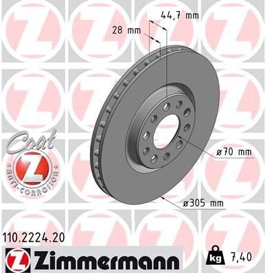 Bremseskive ZIMMERMANN 110.2224.20