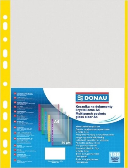 Donau Dokumentlommer Donau Pp A4 Klar 40 Mik. Farget Kant – Gul 100 Stk Donau Dokumentlommer Donau Pp A4 Klar 40 Mik. Farget Kant – Gul 100 Stk