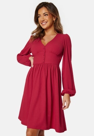 BUBBLEROOM Structure Button Short Dress Red M BUBBLEROOM Structure Button Short Dress Red M