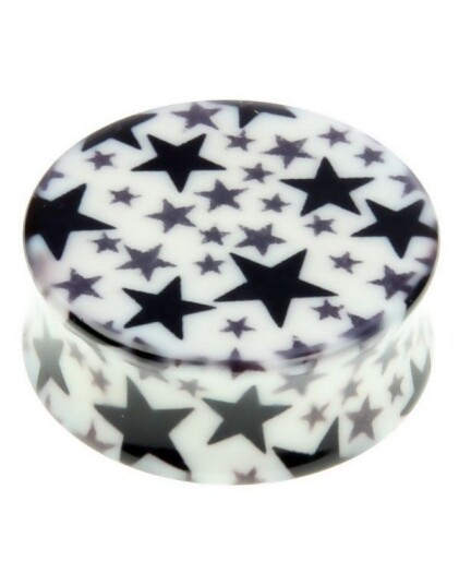 June Body Gjennomsiktig Piercing Plugg med Svarte Stjerner June Body Gjennomsiktig Piercing Plugg med Svarte Stjerner