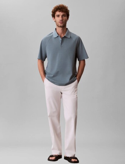 Calvin Klein Ss Easy Bar Jacquard Polo Blue S