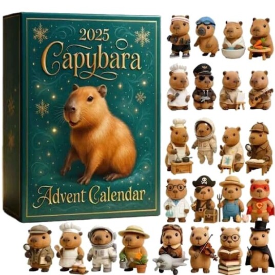 Capybara Adventskalender – Søte Akryl Nøkkelringer Jule Nedtellingsgave til Barn og Fans
