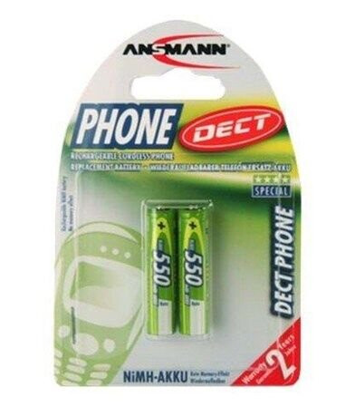 ANSMANN 2 x AAA NiMH Oppladbart Batteri 550 mAh Sølv ANSMANN 2 x AAA NiMH Oppladbart Batteri 550 mAh Sølv