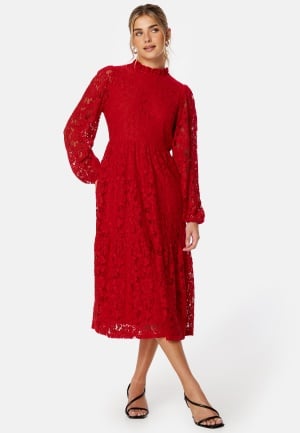 BUBBLEROOM Blanca Midi Lace Dress Red 40 BUBBLEROOM Blanca Midi Lace Dress Red 40
