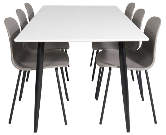 Venture Design Polar & Arctic spisegruppe Hvit/khaki 6 st stoler & bord 180 x 90 cm