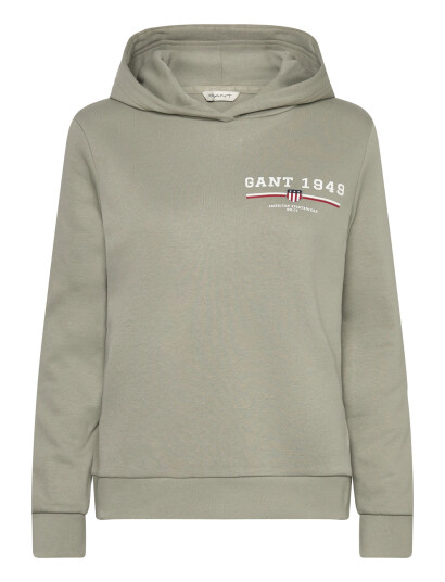 GANT Reg Graphic Hoodie - Khaki green - XS