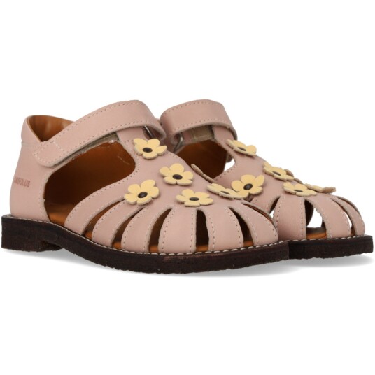 Angulus Rosebud/Mellow Yellow Sandal Med Blomsterapplikationer 27 Angulus Rosebud/Mellow Yellow Sandal Med Blomsterapplikationer 27