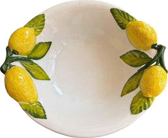 Caja Company Lemon Bowl, Medium - WHITE/YELLOW/GREEN - 28X23 cm.H8 cm