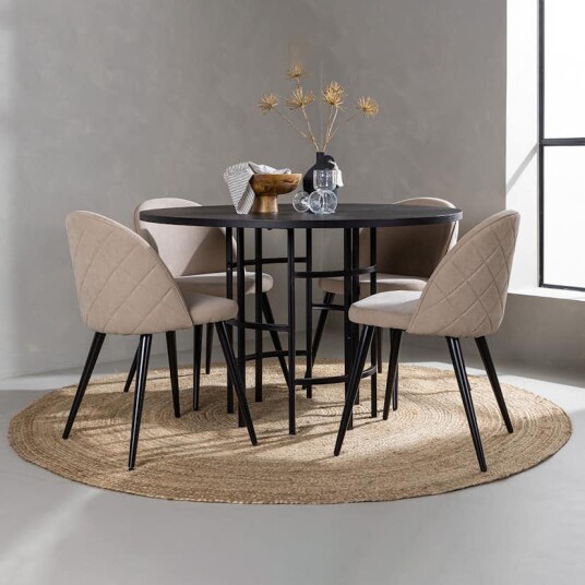 Spisegruppe Venture Home Copenhagen med 4 Velvet Stitches Stoler Spisegruppe Venture Home Copenhagen med 4 Velvet Stitches Stoler
