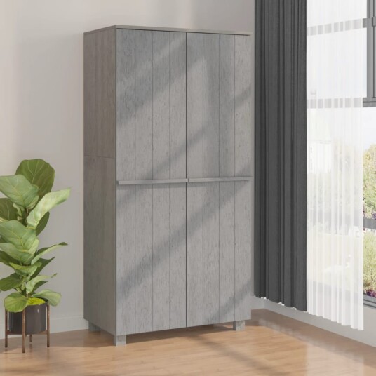 vidaXL Garderobe lysegrå 89x50x180 cm heltre furu