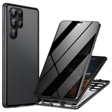 Samsung Galaxy S24 Ultra Magnetisk Deksel med Herdet Glass Privacy Svart
