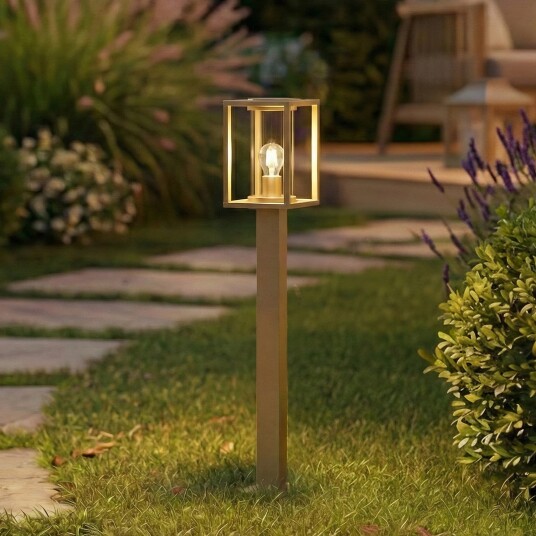 Ferda veilampe, IP44, E27, 100 cm, brun, glass - Lucande - Terrasse - Moderne - Aluminium - Med en lyskilde