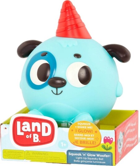 B TOYS Land Of B Squeak N' Glow Woofer Pivelys Hundeleke Fra 1 År