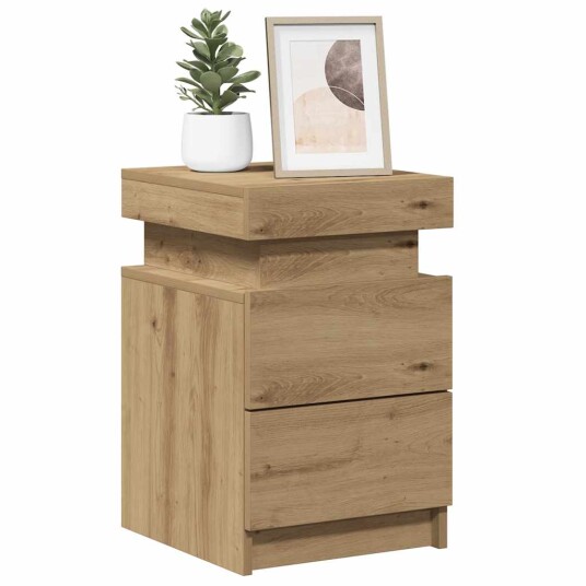 Nattbord 2 stk med LED artisan eik 35x39x55 cm konstruert tre 8721158446442