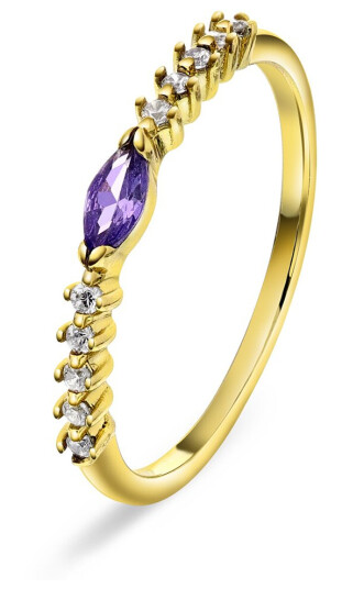 Pan Jewelry Ring i forgylt 925 sølv med lilla zirkonia