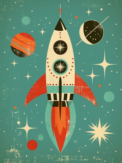 Namly Design Plakat Retro Rakettdesign POSTERBBGXCT