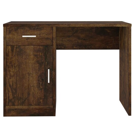 vidaXL Skrivebord skuff og skap røkt eik 100x40x73 cm konstruert tre