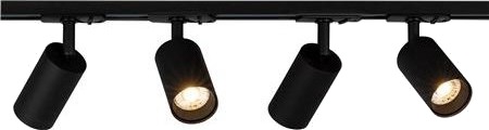 Spotlight Focus Track Gu10 Sæt 1 Faset Sort Vipbar 90° Roterbar 350° 1 Faset Adapter Ip20. Inkl. 4 Stk. Armaturer.