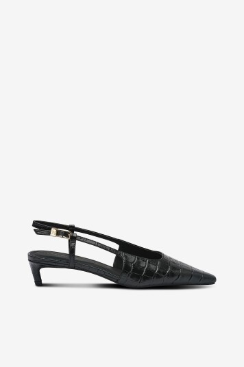 Tommy Hilfiger Croc Slingback Slanted Heel - Black - 37