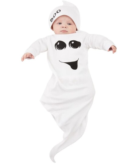 Hvitt Spøkelse Kostyme til Baby med Hatt Strl 0 3 MND