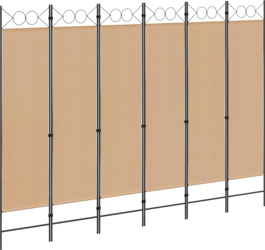 vidaXL 6-Panels Romdeler Beige 240 x 180 cm Stoff