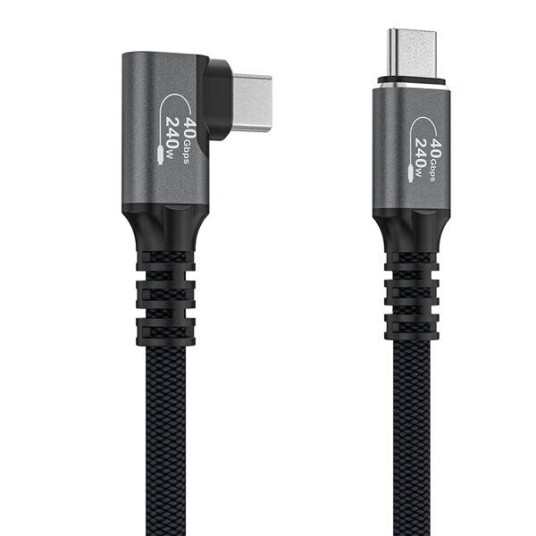 Wozinsky Thunderbolt 4 USB-C Kabel 1m med Vinklet Kontakt 240W Svart