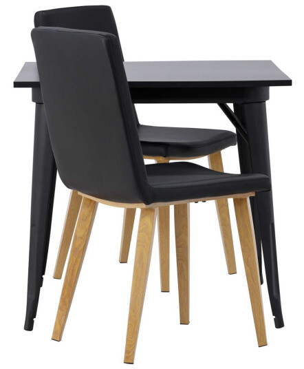 Venture Design Tempe & Today spisegruppe Svart/svart 2 stoler & bord 80 x 80 cm